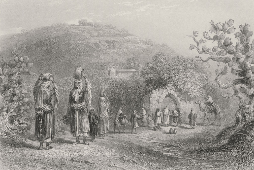 ISRAEL. Well at Nazareth-Bartlett 1847 old antique vintage print picture